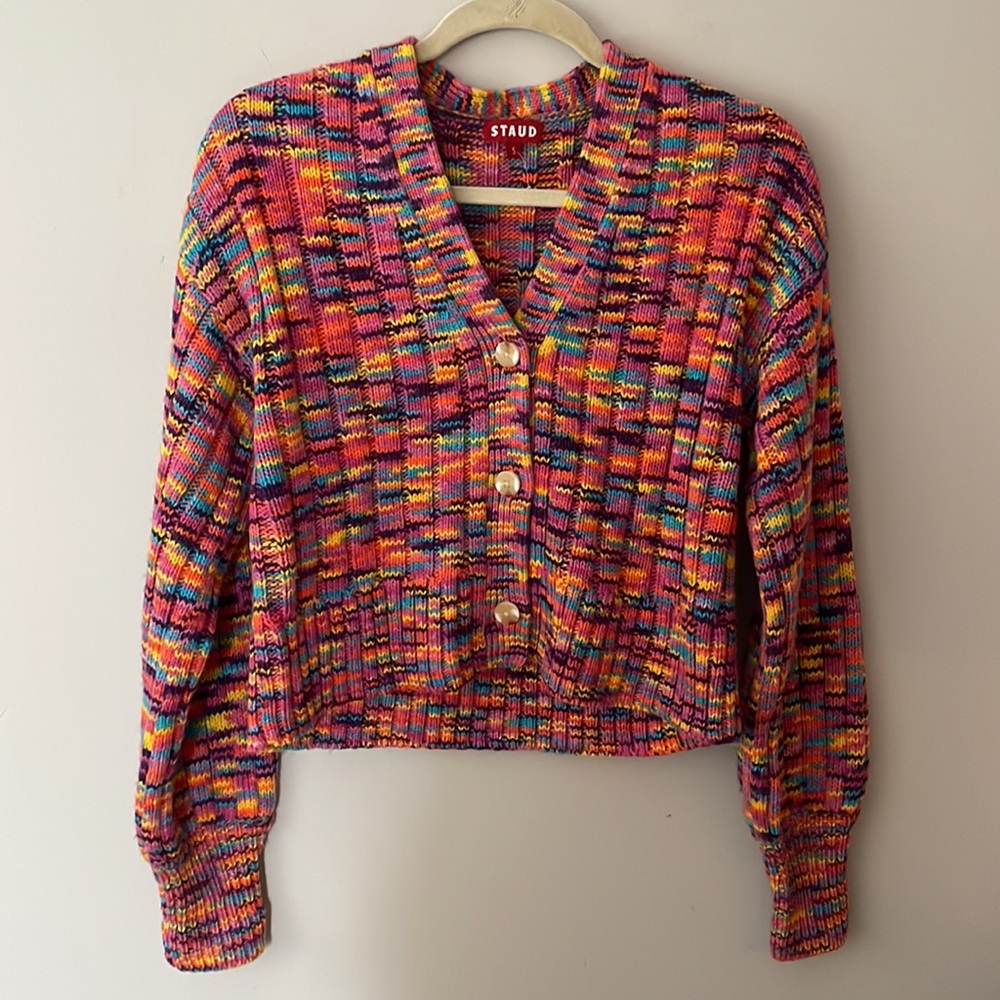 STAUD Multicolor Knit Cardigan